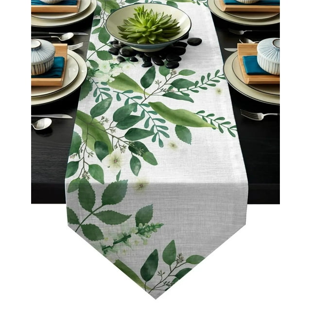 Nordic Green Plants Table Runners Modern Dining Buffet Kitchen Table