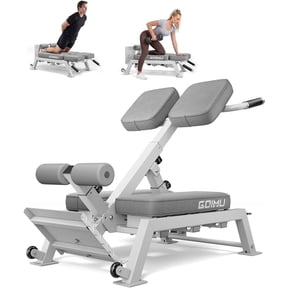 Nordic Hamstring Curl Roman Chair, Adjustable Hyperextension Bench 300LB Capacity, Heavy Duty Steel Back Extension Machine for Lower Back Glute Core Home Gym,Gray