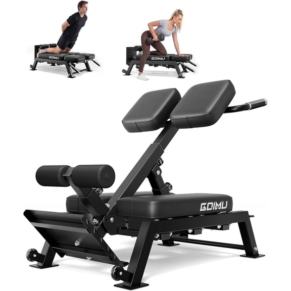 Nordic Hamstring Curl Roman Chair, Adjustable Hyperextension Bench 300LB Capacity, Heavy Duty Steel Back Extension Machine for Lower Back Glute Core Home Gym,Black