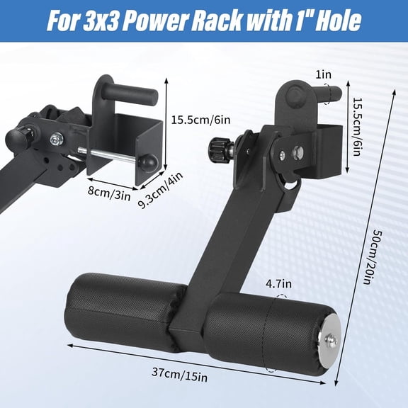 Nordic Hamstring Curl Squat Rack Attachment for 3x3 Power Rack with 1" Hole - Adjustable Power Rack Leg Lock with High-Density Recovery Foam Padding, Home Gym Equipment for Leg Workouts