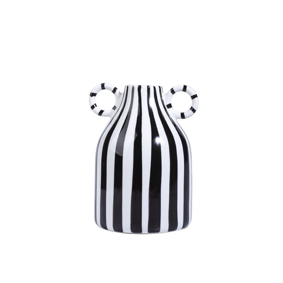 Nordic Hand Painted Stripe Ceramic Vase Minimalist Flower Arrangement Vase Desktop Decor Ornament for Home Living Room