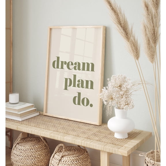 Nordic Home Office Inspirational Quote Beige Green Dream Plan Do Living Room Positive Vibes Pictures Poster Unframed Paper Print