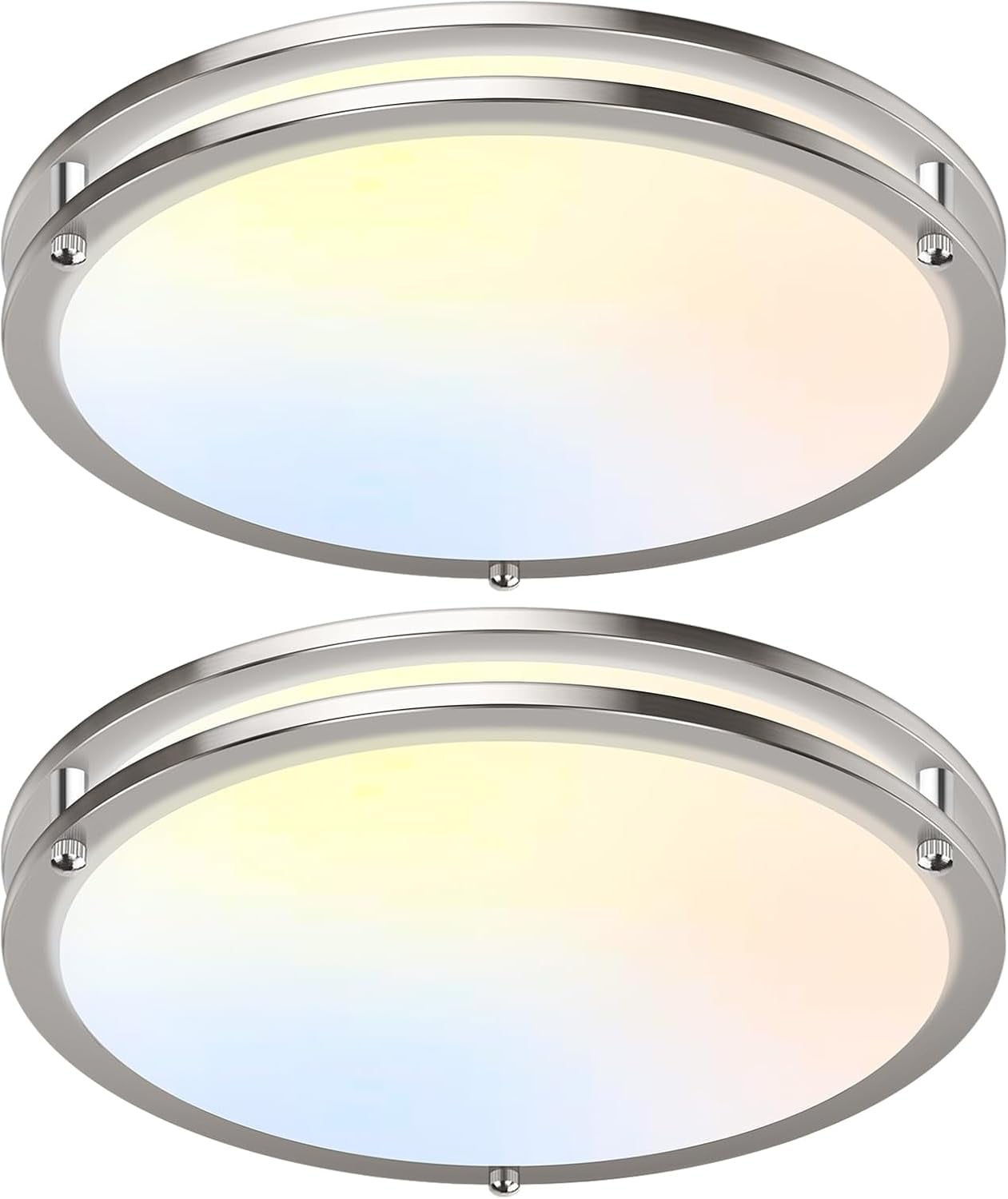 Nordic Hygge 18'' 50W Flush Mount Ceiling Light, Nickel, 2-Pack