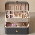 thumbnail image 1 of Nordic Hygge 2-Layer Portable Travel Jewelry Case, Gray Luxe Organizer, 1 of 8