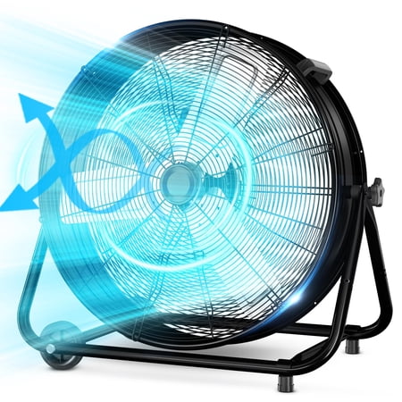 Nordic Hygge 24 in. High-Velocity 3-Speed Industrial Drum Fan with Wheels and Adjustable Tilt in Black