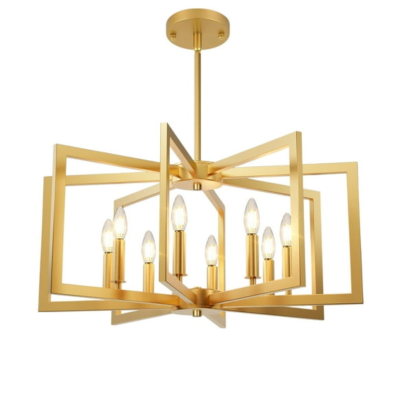 Nordic Hygge 8-Light Farmhouse Dining Room Modern Chandelier, Gold