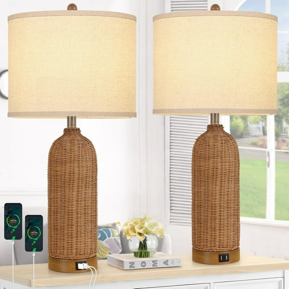 Nordic Hygge 29'' Tall Farmhouse Lamps, 2 Pack
