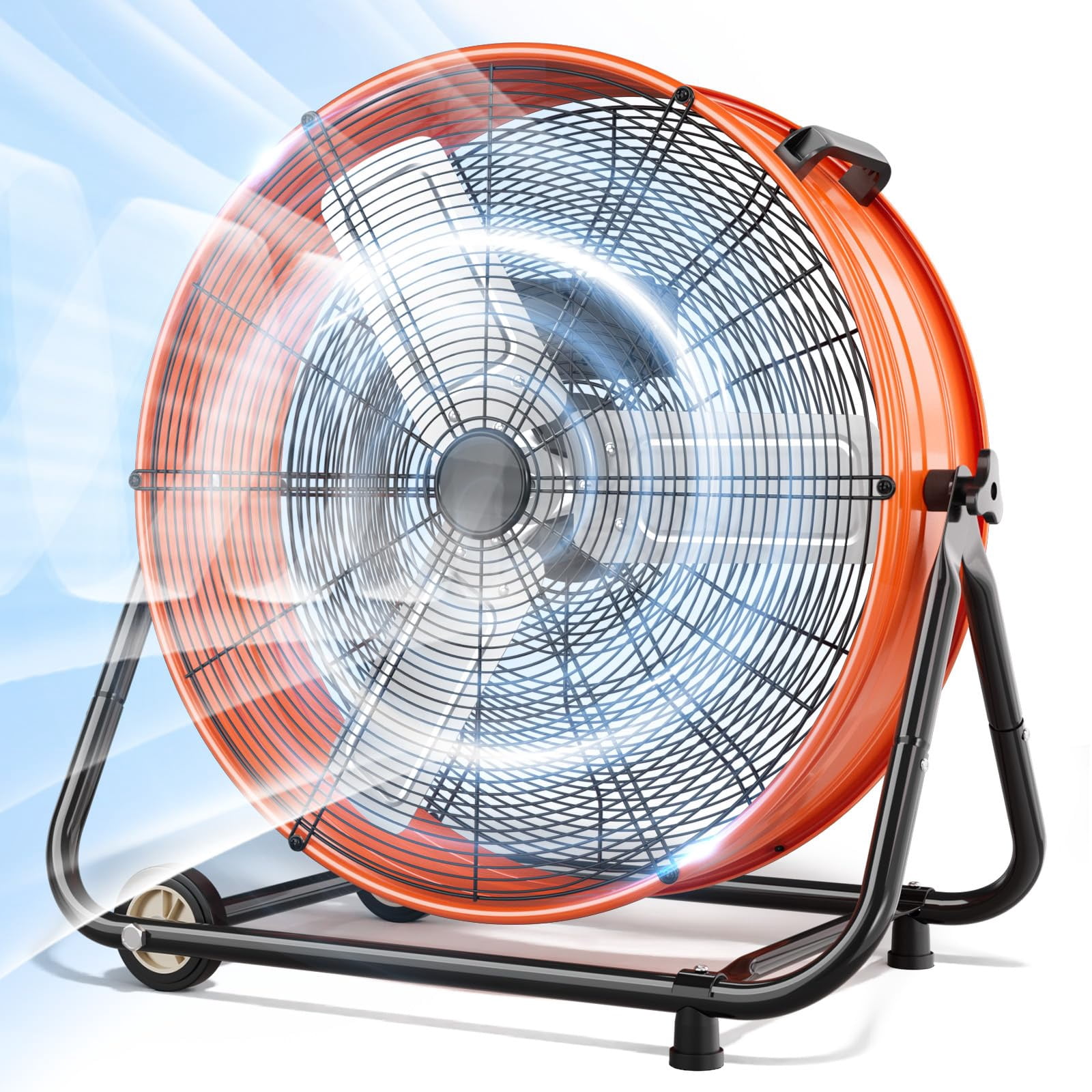 Nordic Hygge 30 in. 14000 CFM Heavy Duty 3-Speed Industrial Drum Fan with 360-Degree Tilt in Orange