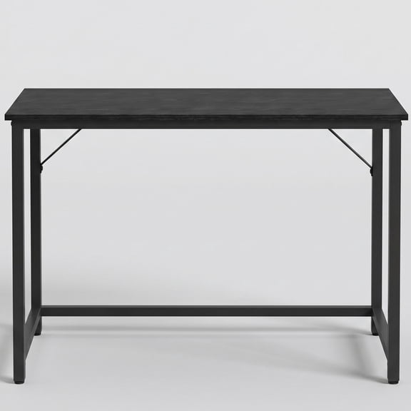 Nordic Hygge 39.4 in. Modern Computer Desk Slim Home Office Workstation Ebony Black & Ink Black