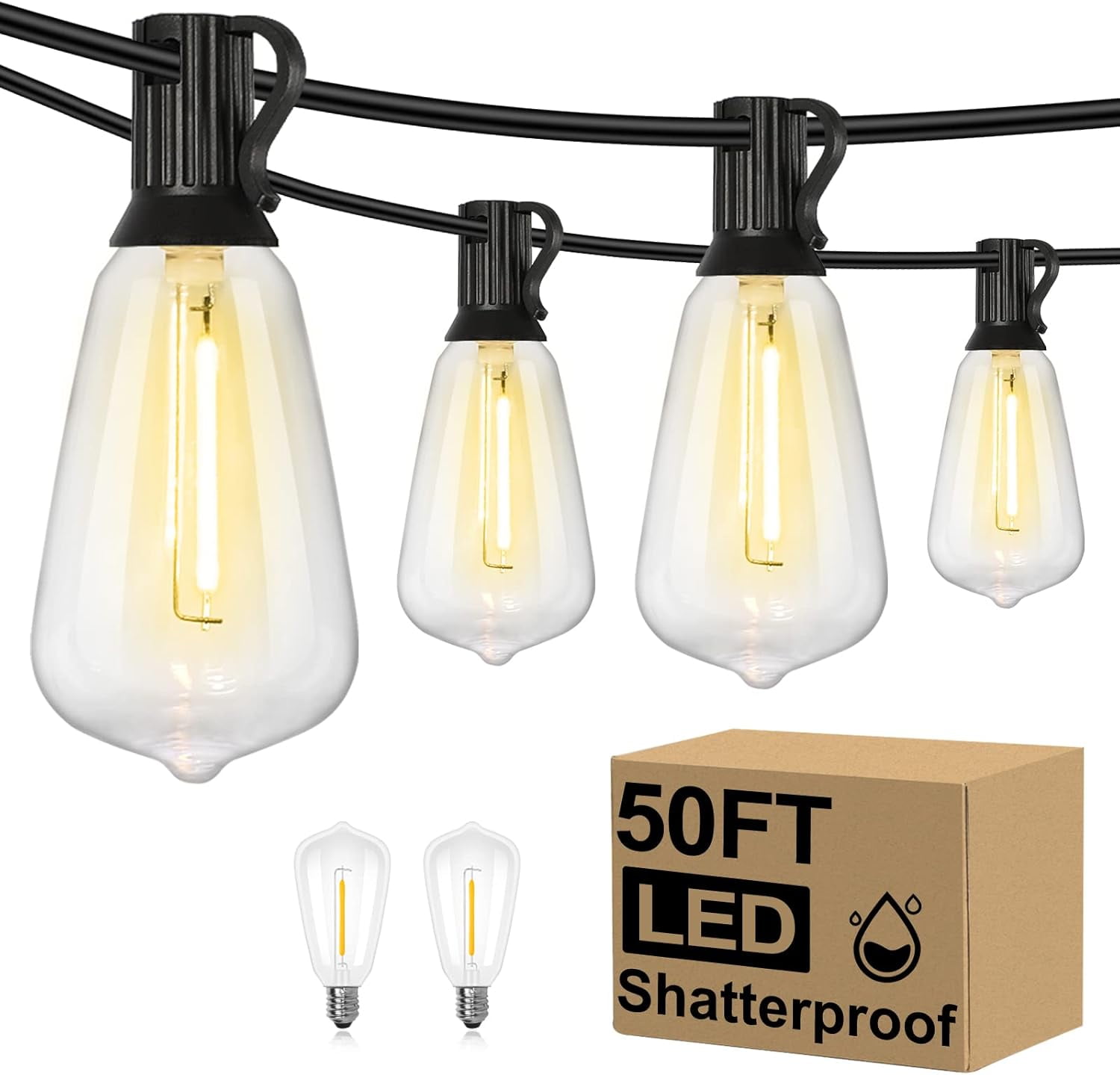 Nordic Hygge Outdoor String Lights, 50FT
