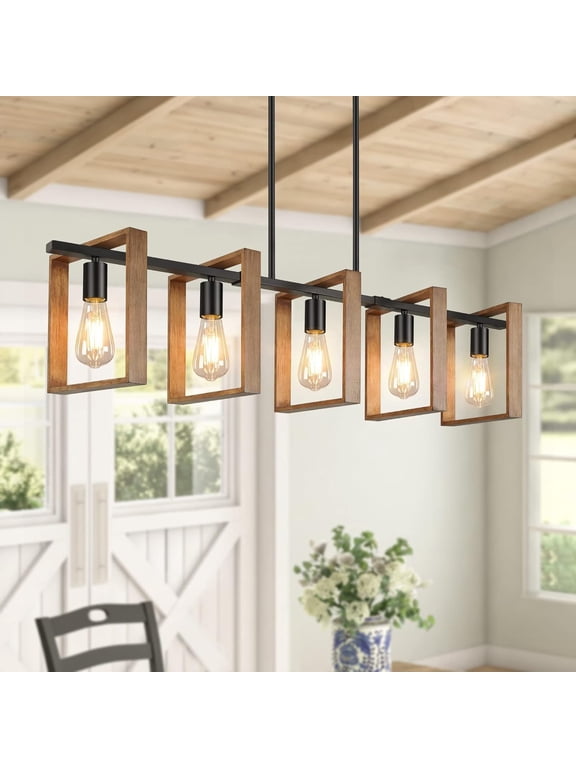 53 Farmhouse Kitchen Island Lighting, Rustic Wood