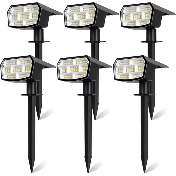 Nordic Hygge 6-Pack Solar Spot Lights Outdoor, 59 LED Solar Lights Outdoor Waterproof, Outdoor Solar Lights for Yard with 3 Lighting Modes