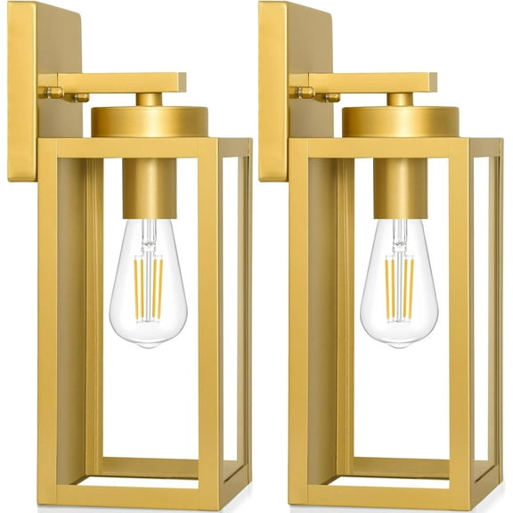 Nordic Hygge 2-Pack Outdoor Wall Light Fixtures, Gold