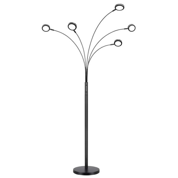 Nordic Hygge LED Arc Floor Lamp with Remote, Black