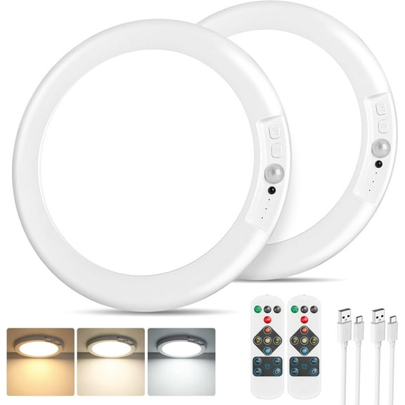 Nordic Hygge Rechargeable Motion Sensor Ceiling Light with Remote, 2 Pack
