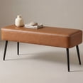 thumbnail image 1 of Nordic Hygge Mid-Century Modern Entryway Bench, Caramel Brown, 1 of 7