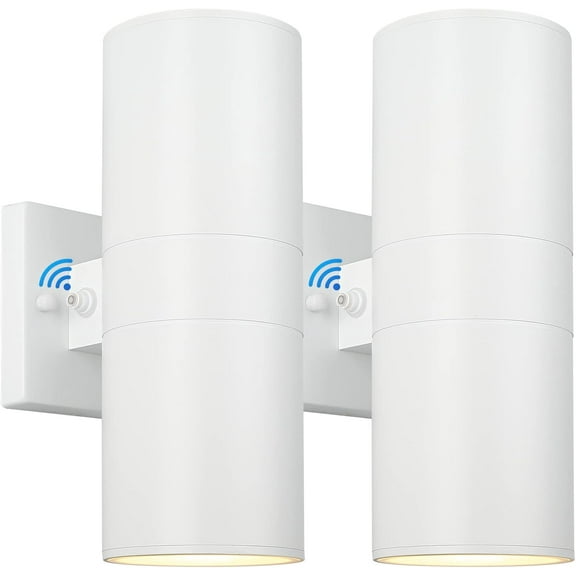 Nordic Hygge Modern Outdoor Wall Light with Dusk to Dawn Sensor, White, 2-Pack