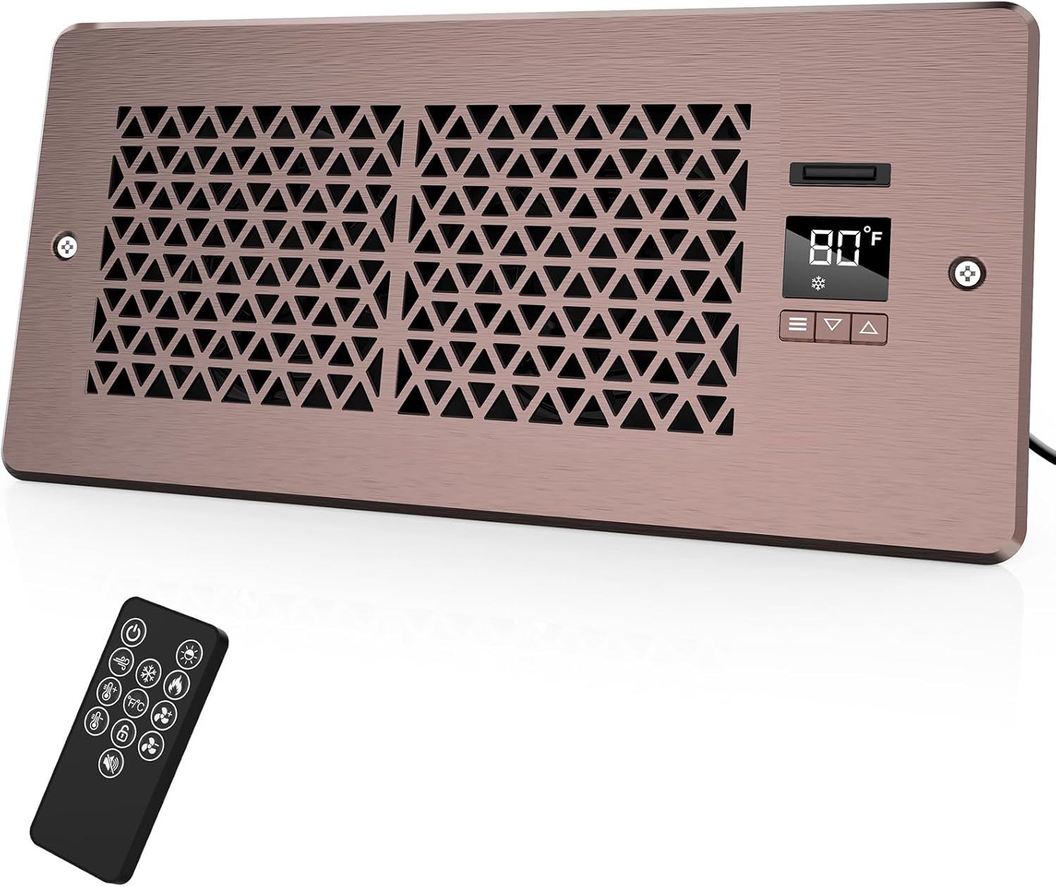 Nordic Hygge Register Booster Fan for 4" x 10" Register Holes with Remote Control and Thermostat, Brown