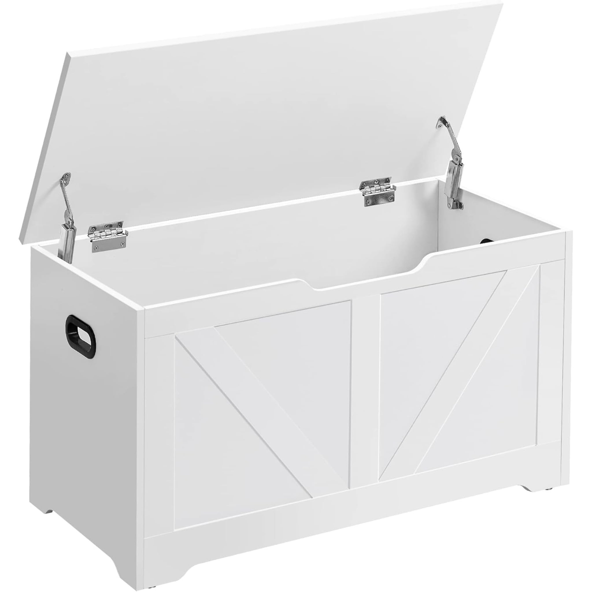 Nordic Hygge White Farmhouse Storage Chest with 2 Safety Hinges