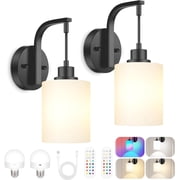 Nordic Hygge Wireless Rechargeable Wall Sconce, Black, 2 Pack