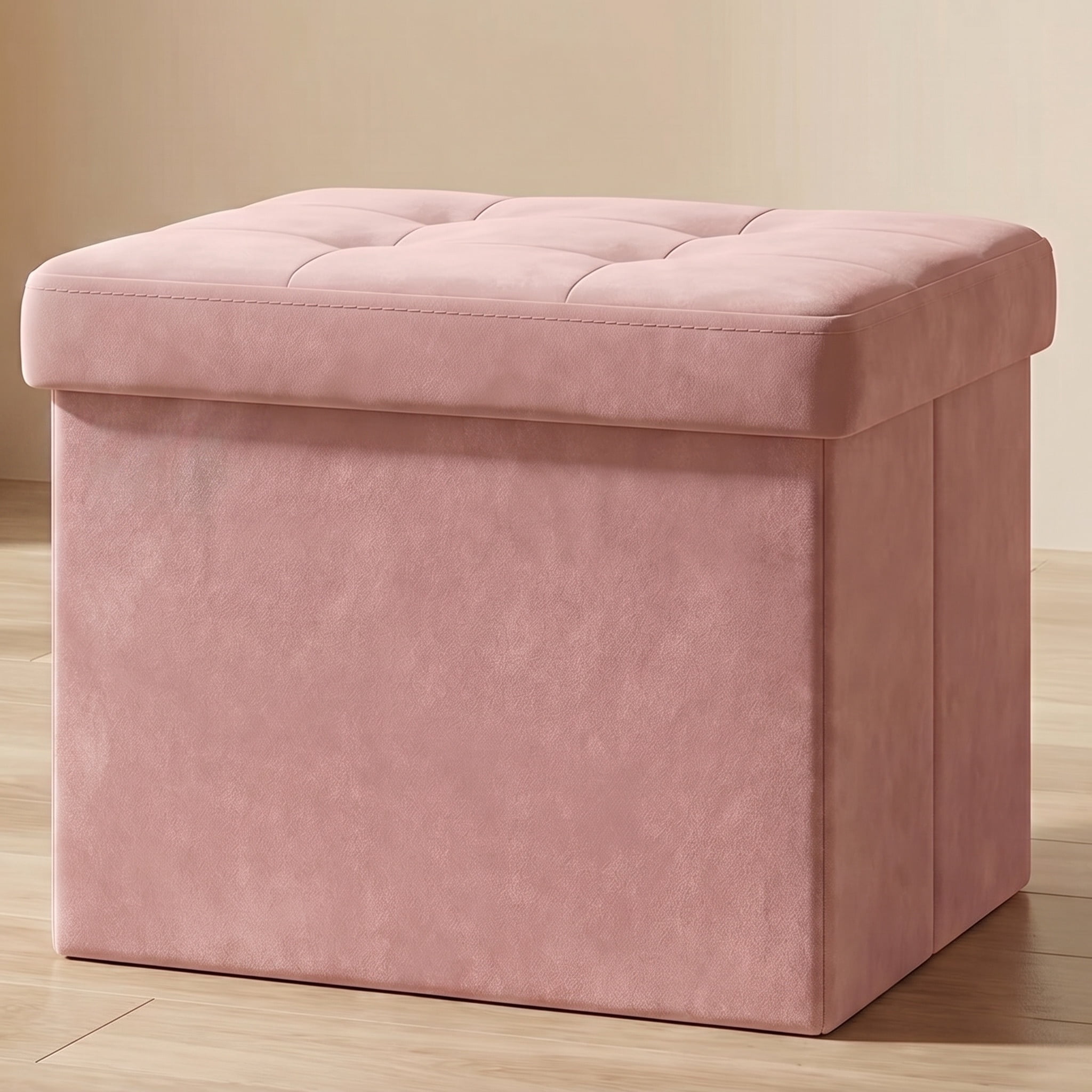 Nordic HyggeFolding Storage Ottoman Footrest, Jelly Pink