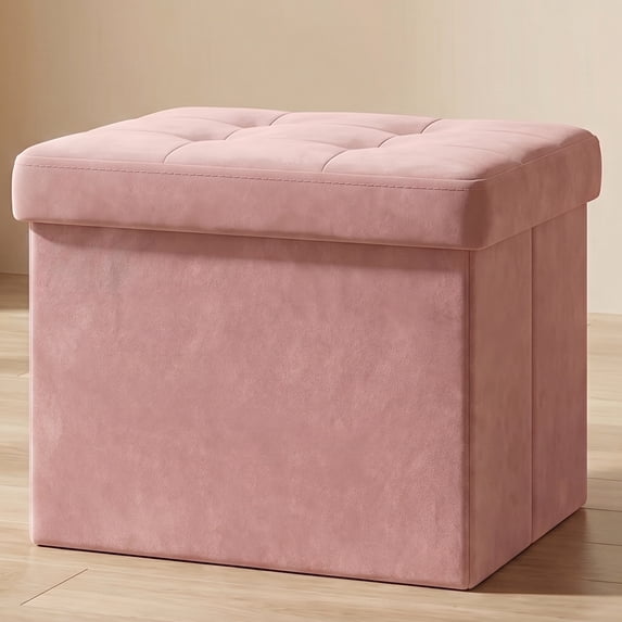 Nordic HyggeFolding Storage Ottoman Footrest, Jelly Pink