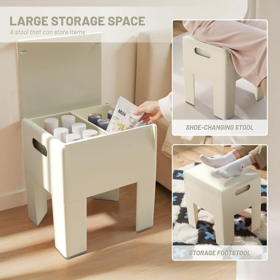 Nordic Ins style multifunctional storage stool, living room, bedroom, balcony, bay window, tatami stool with lid, storage box, available in four colors: white/blue/orange/pink