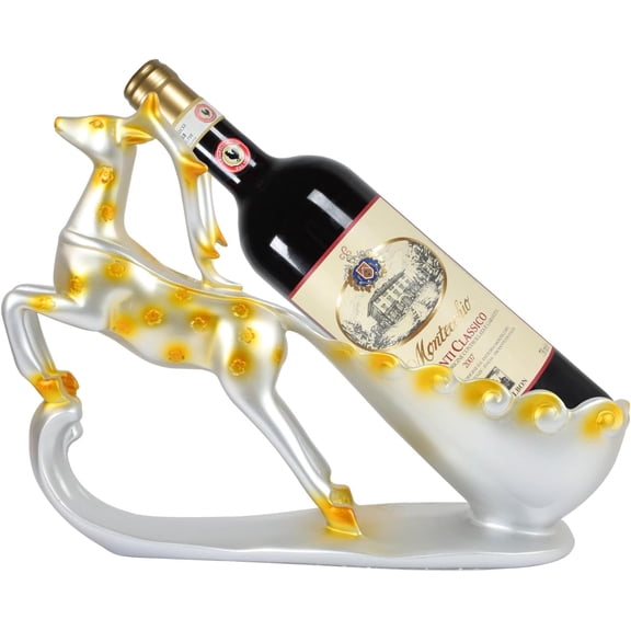 Nordic-Inspired Reindeer Wine Bottle Holder Modern Resin Sculpture for Tabletop Decor,Functional Wine Rack for Kitchen,Dining Room,or Gift for Wine Lovers (silver)