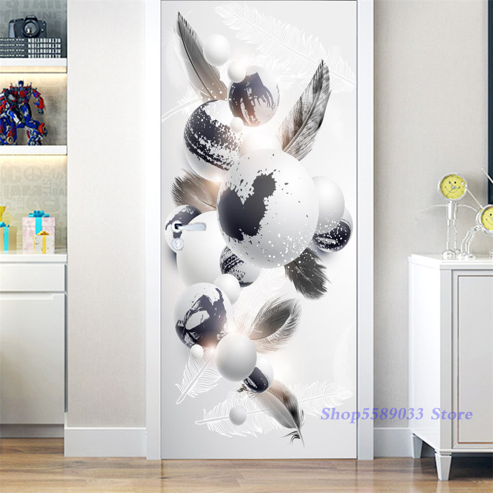 Nordic Interior Door Wallpaper PVC Self-adhesive Waterproof Sticker For ...