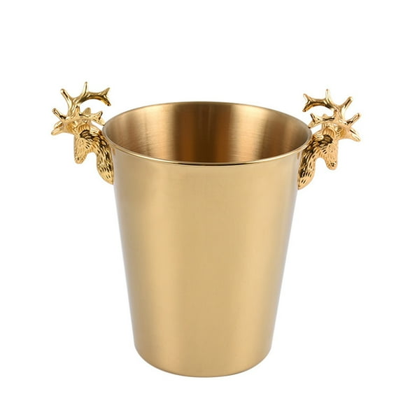 Nordic KTV Stainless Steel Ice Bucket, Elk Engraving Chilling Bucket, Golden/ Silver