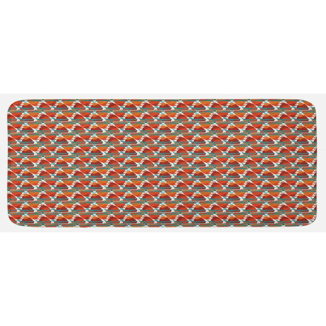 Nordic Kitchen Mat, Wildlife in the North Theme Cartoon Style Bears on Ice Pattern Colorful Art Design, Plush Decorative Kitchen Mat with Non Slip Backing, 47" X 19", Multicolor, by Ambesonne