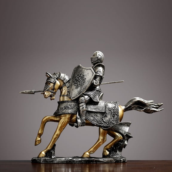 Nordic Knight Ornament, Silver Armor Statue, Metallic Silver Medieval Knight Sculpture, 44* 11* 36 cm Warrior Statue, Luxury Home Furnishing, Gothic Room Accent, Crusader Tabletop Dcor