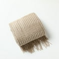 thumbnail image 1 of Nordic Knitted Throw Blankets with Tassels Khaki Cream Grey Vintage Blankets Luxury Bed Sofa Couch Oversized Bedspread Cover (DX khaki,127x180cm), 1 of 7
