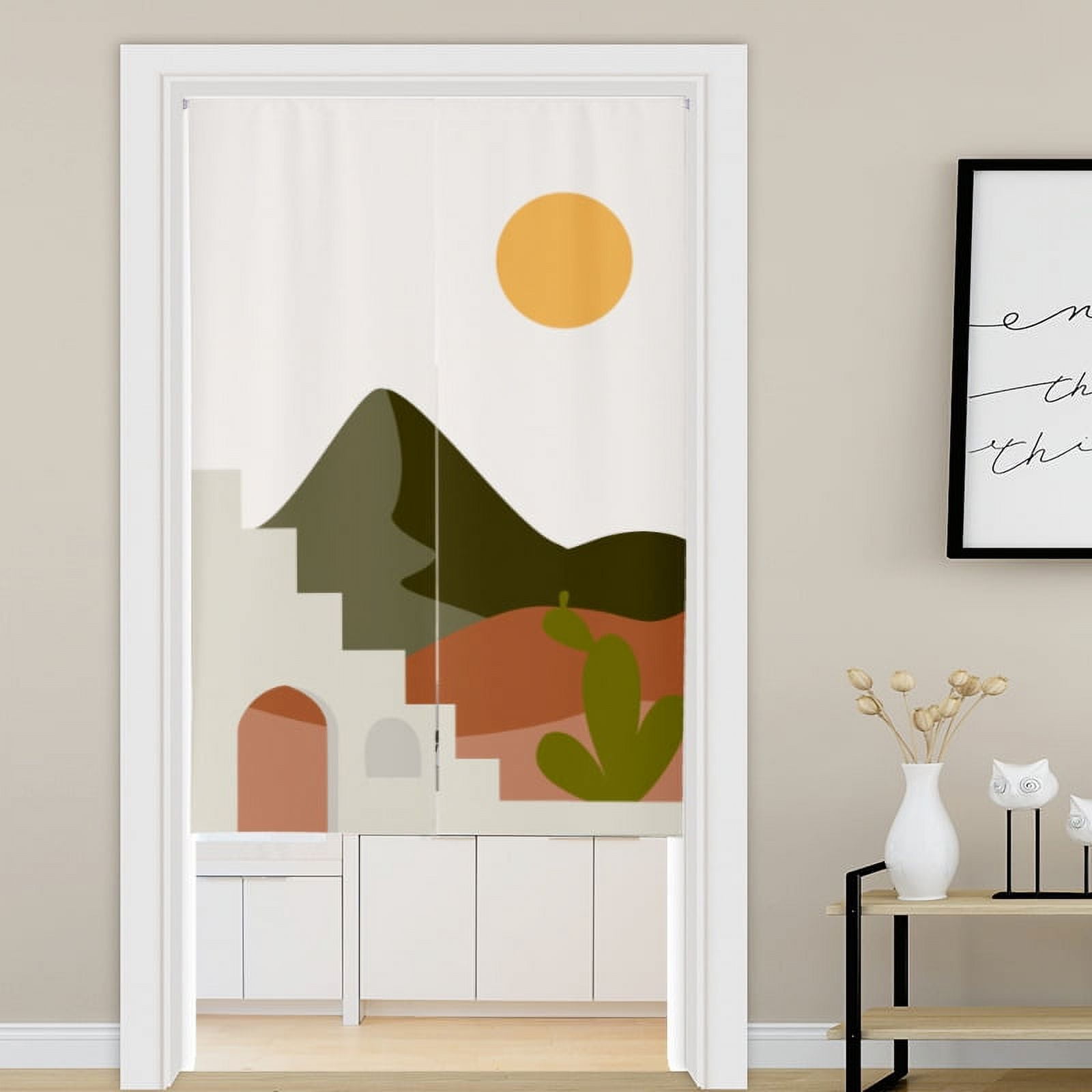 Nordic Landscape Painted Doorway Curtains for Kitchen Cafe ration Hanging  Half Curtain Home Entrance Noren Door Curtains, image size:1600x1600