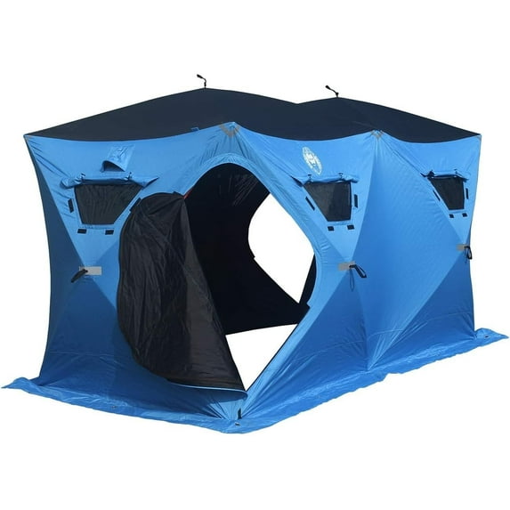 Nordic Legend 4-9 Person Portable Ice Fishing Shelter with 2 Doors and Diamond Door Guard System