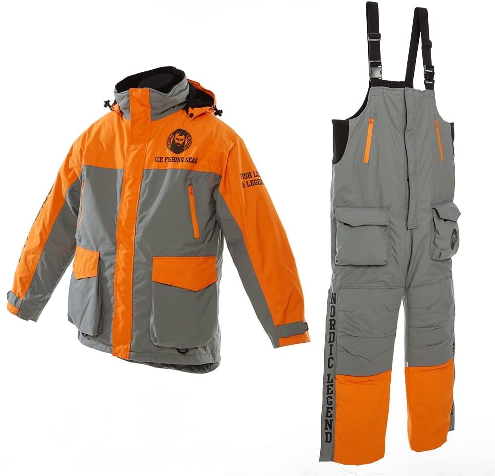 Nordic Legend Aurora Series Ice Fishing Suit with floatation, Insulated Waterproof Bibs and Jacket for Ice Fishing (Size: Small)