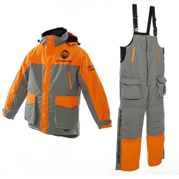 Nordic Legend Aurora Series Ice Fishing Suit with floatation, Insulated Waterproof Bibs and Jacket for Ice Fishing (Size: Small)