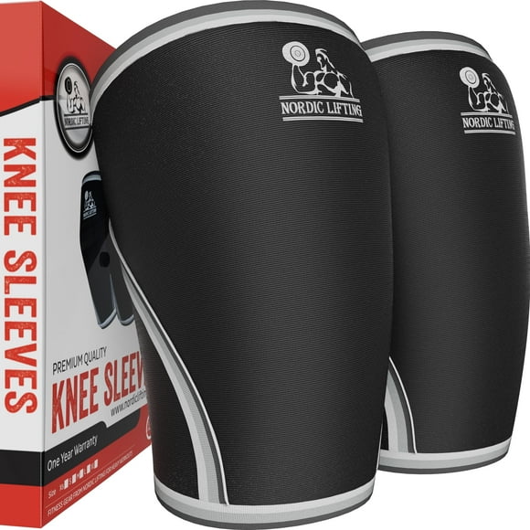Nordic Lifting 7mm Neoprene Knee Sleeves, Support & Compression for Weightlifting, Powerlifting & Cross Training, Black XL 1 Pair