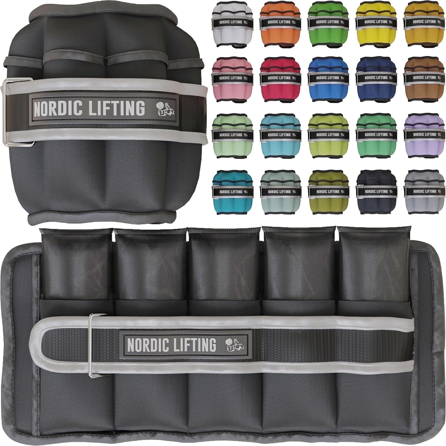 Nordic Lifting Adjustable Ankle Weights for Men & Women, Resistance Weights for Fitness, Workout, Training, 1-5lb Set
