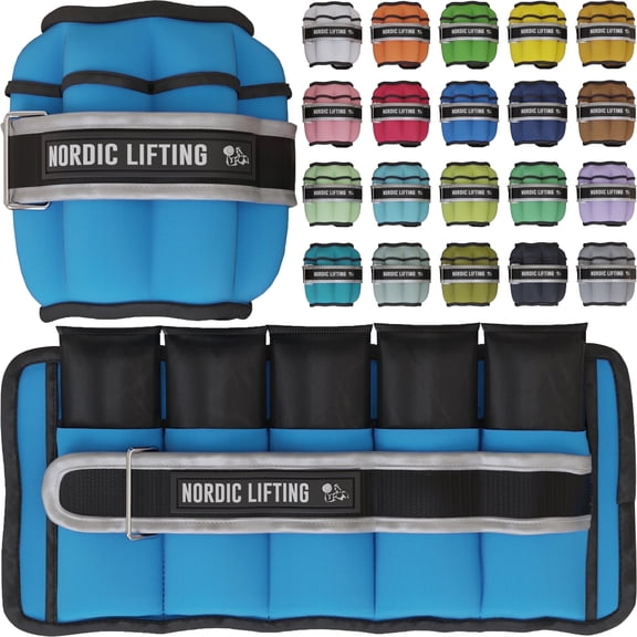 Nordic Lifting Adjustable Ankle Weights for Women and Men 2 4 6 8 10 Lbs, 1 Pair - Royal Blue