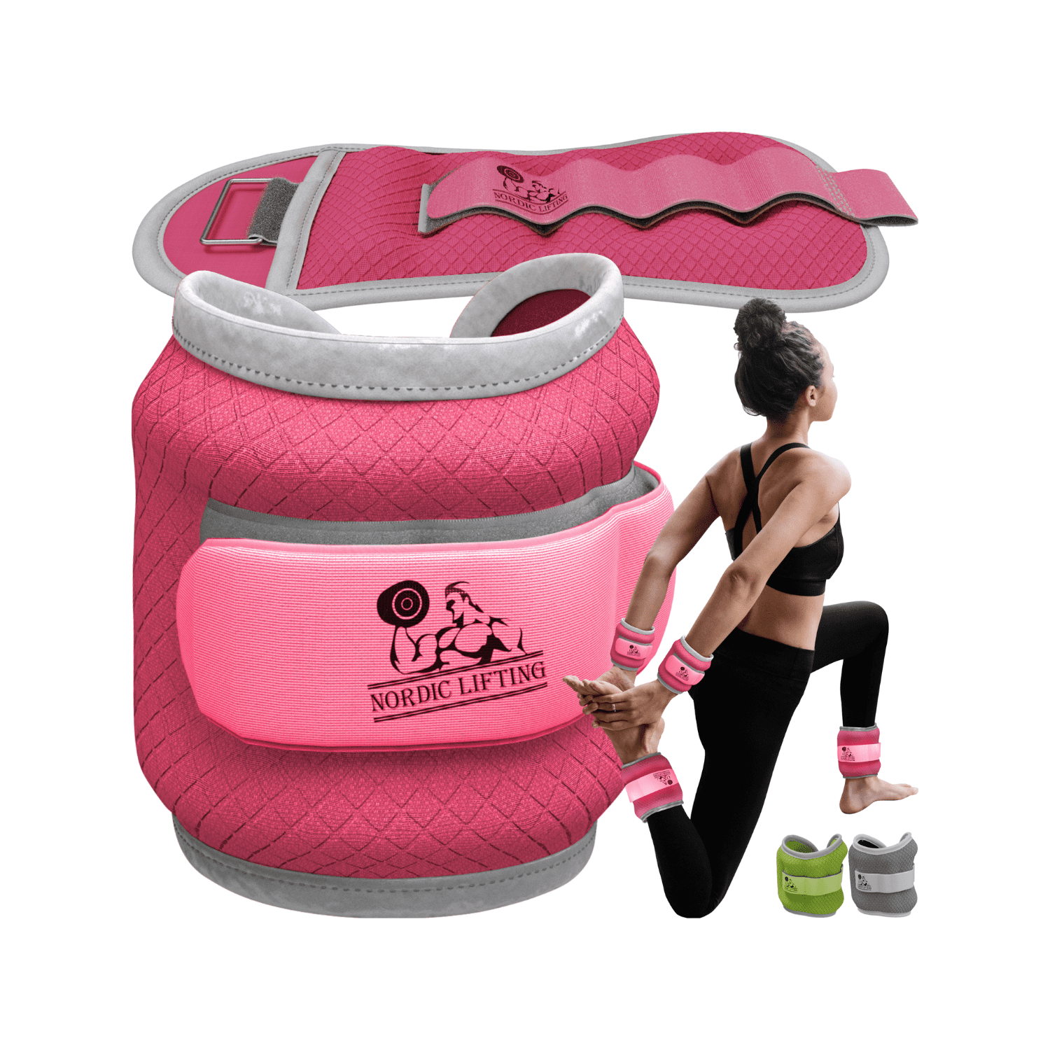 Nordic Lifting 5 lbs Adjustable Straps Pink Ankle Weights Pair