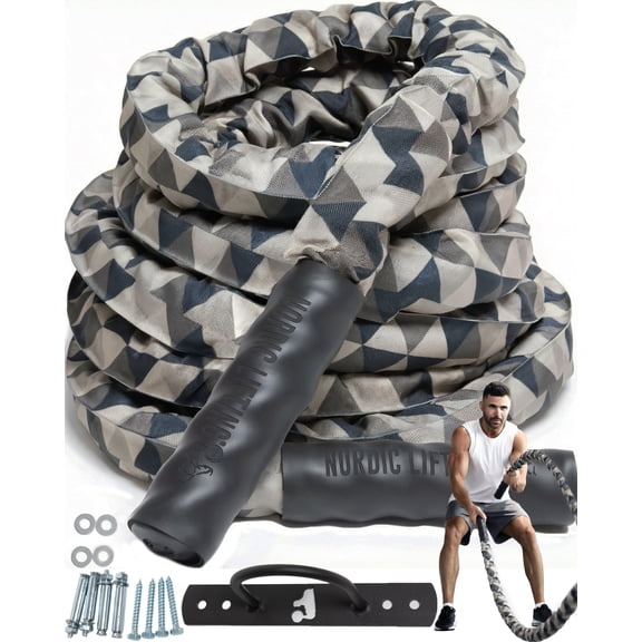 Nordic Lifting 50 ft Battle Rope for Home Gym and Full Body Workouts
