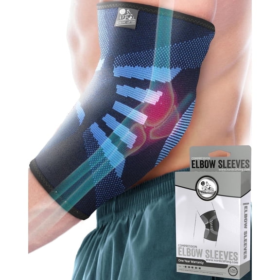 Nordic Lifting Elbow Brace, Elbow Sleeve for Tendonitis, Arthritis, Weightlifting, Golf, 1 Pair, Small