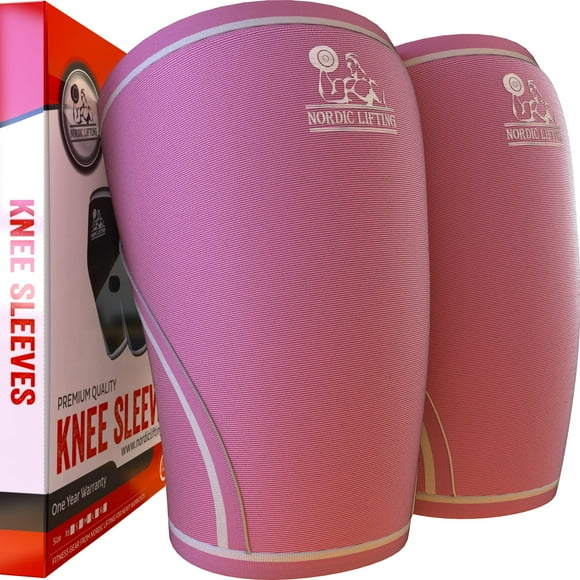 Nordic Lifting Knee Sleeves (1 Pair) Support & Compression for the Best Squats, 7mm Neoprene (S, Pink)