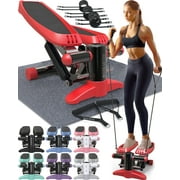 Nordic Lifting Mini Stepper and Stair Climber Machine w/Resistance Bands Set 330 LBS Weight Capacity - LCD Monitor -Red