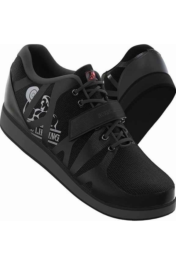 Powerlifting Shoes for Heavy Weightlifting - Men's Squat Shoe - MEGIN (Black - 9)