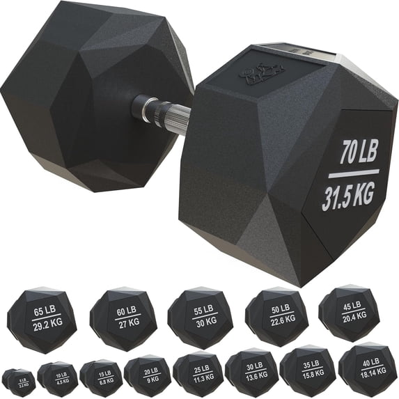 Nordic Lifting 10 lb Prism Dumbbell – Rubber Encased Cast Iron Strength Training Equipment for Home & Gym