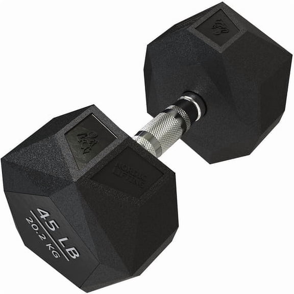 Nordic Lifting Dumbbell Prism Rubber Encased Hex Cast Iron Comfort Grip 45 lb
