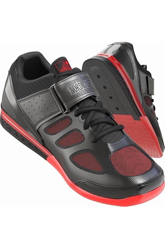 Weightlifting Shoes Compatible for Crossfit & Gym, Men's Sneakers, Black/Red, 7 US