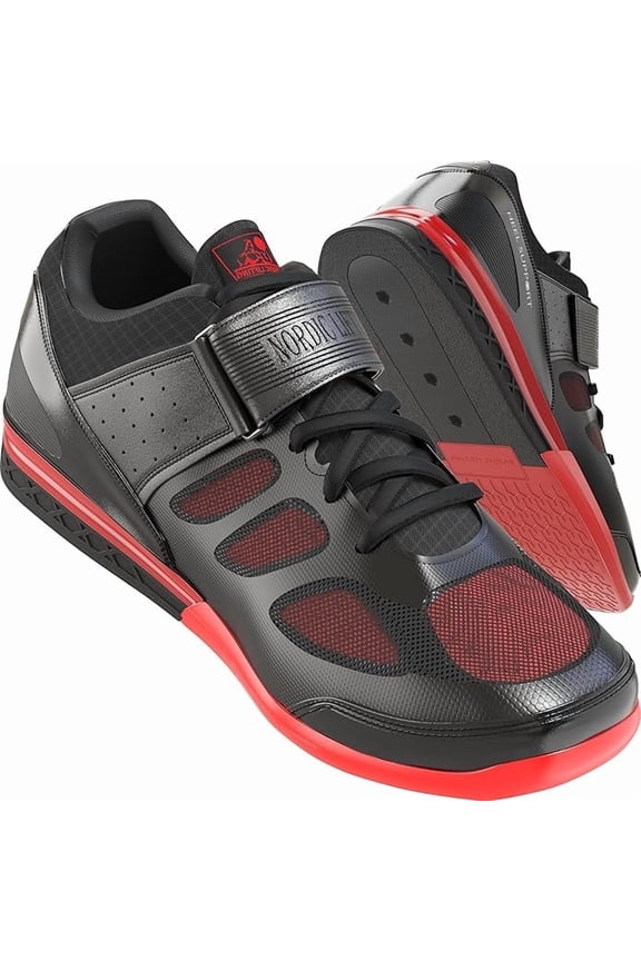 Weightlifting Shoes Ideal for Crossfit & Gym - Men's Sneakers - VENJA (Black/Red, 9.5 US)